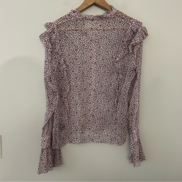 Zadig & Voltaire Tweet Goa Lavender Purple Ditsy Floral Semi Sheer Blouse - Picture 4 of 8